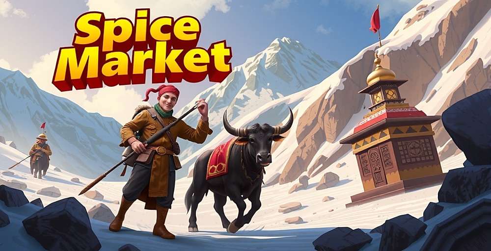 Spice Market Madness Himalayan Expansion Concept Concept art for Spice Market Madness Himalayan expansion showing traders with yaks in mountain terrain